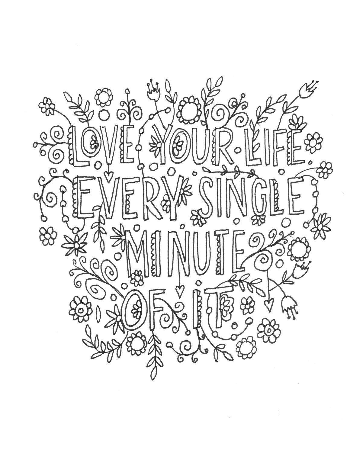 Printable Adult Coloring Pages Quotes
 Quote coloring page INSTANT DOWNLOAD line art by mollymattin