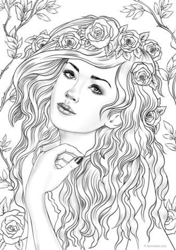 Printable Coloring Pages Adults
 Nymph Printable Adult Coloring Page from Favoreads