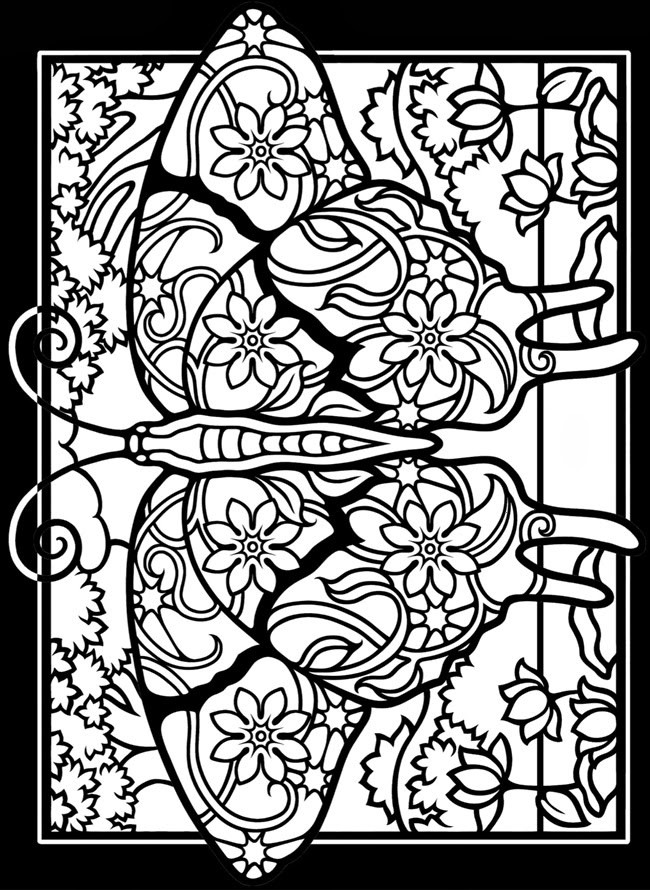Printable Coloring Pages Adults
 EXPOSE HOMELESSNESS FANCY STAINED GLASS WINDOW BUTTERFLY