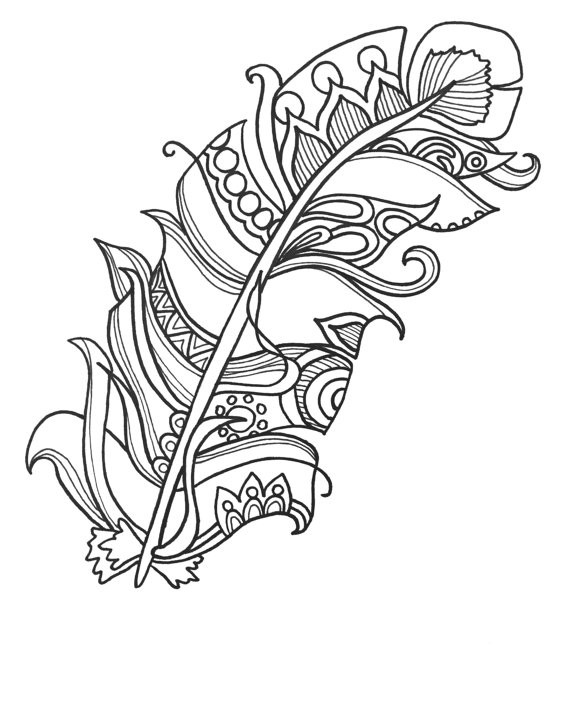 Printable Coloring Pages Adults
 10 Fun and Funky Feather ColoringPages Original Art Coloring