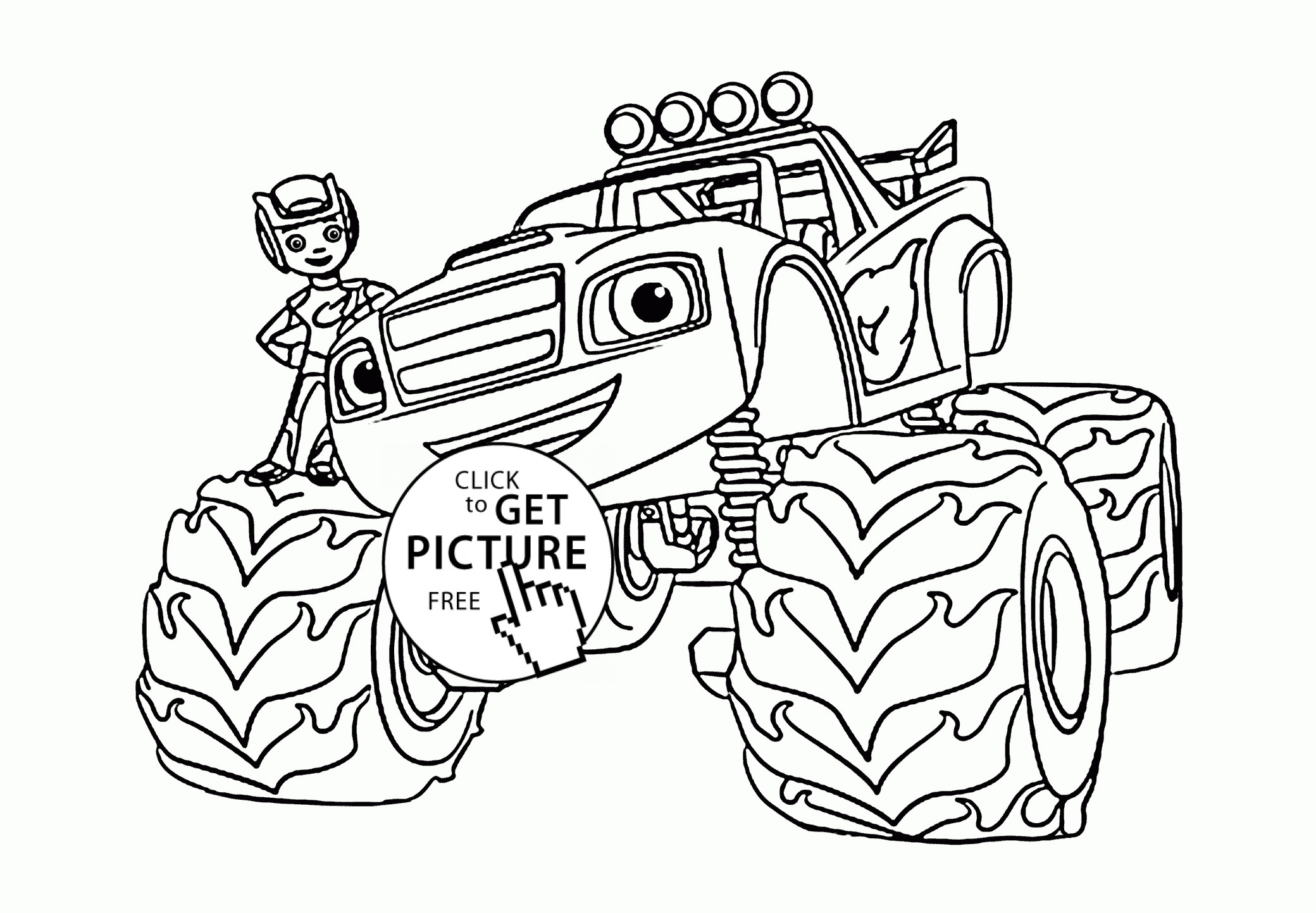 Printable Coloring Pages For Boys
 Blaze Monster Truck with Boy coloring page for kids