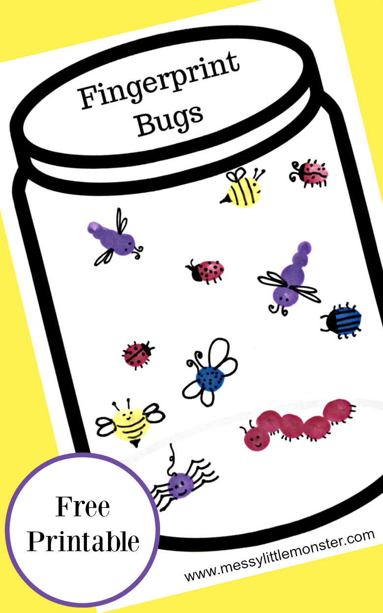 Printable Crafts For Toddlers
 Fingerprint Bug Jar Craft Messy Little Monster