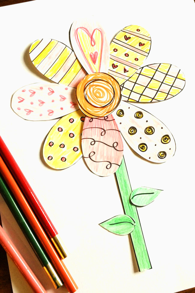 Printable Crafts For Toddlers
 Printable Spring Flower Coloring Craft To Make With Your