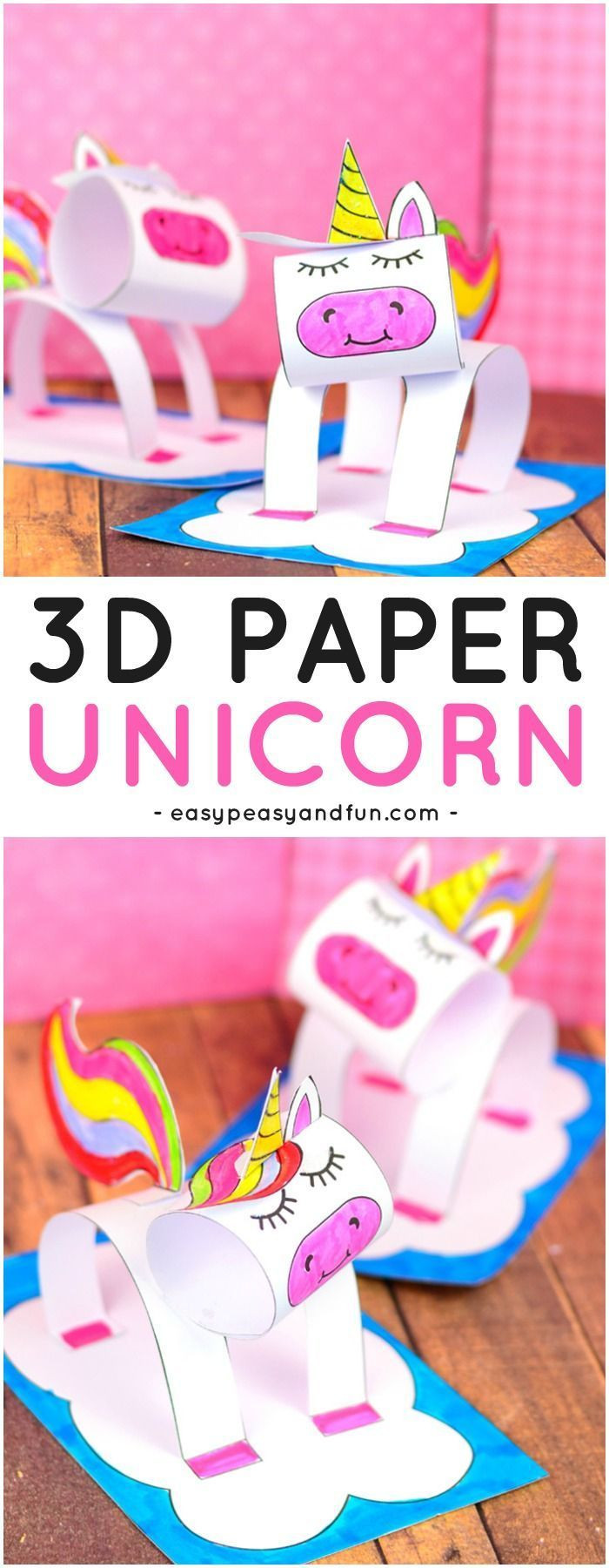 Printable Crafts For Toddlers
 3D Construction Paper Unicorn Craft Printable Template