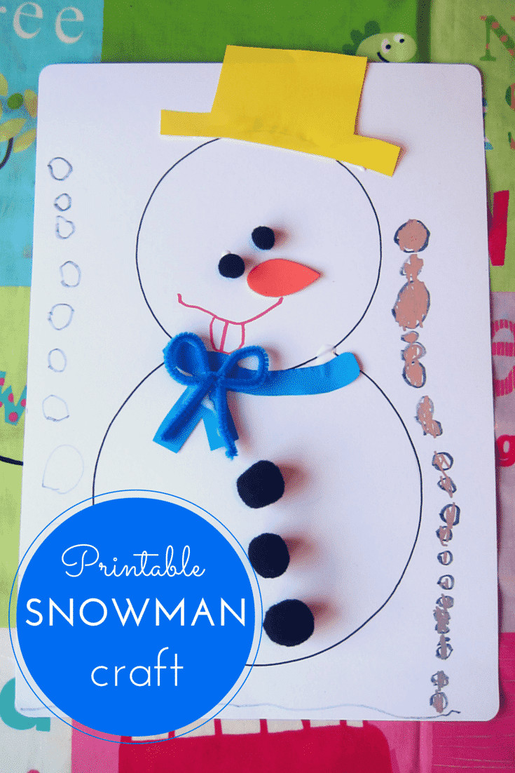 Printable Crafts For Toddlers
 Printable snowman craft for kids