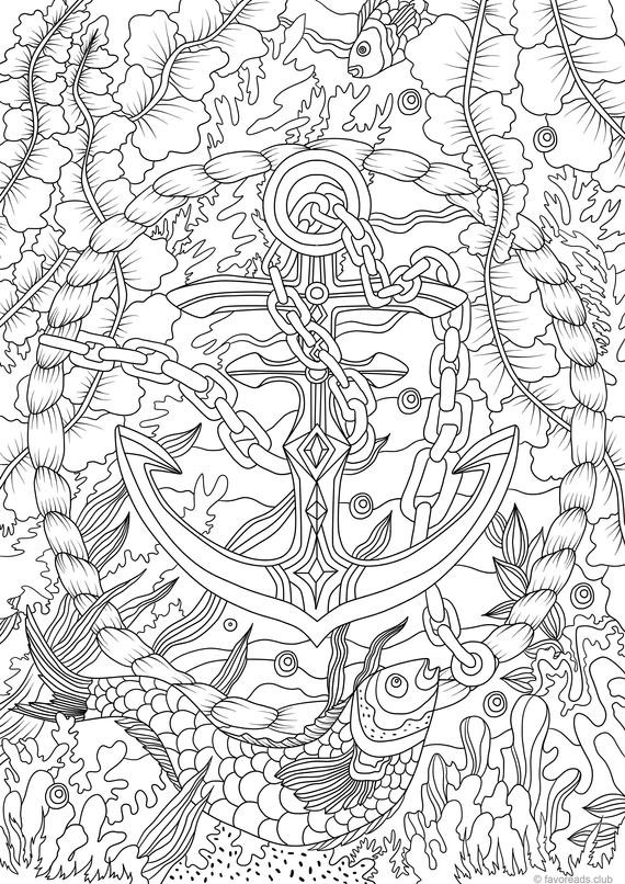 Printable Detailed Coloring Pages
 Anchor Printable Adult Coloring Page from Favoreads