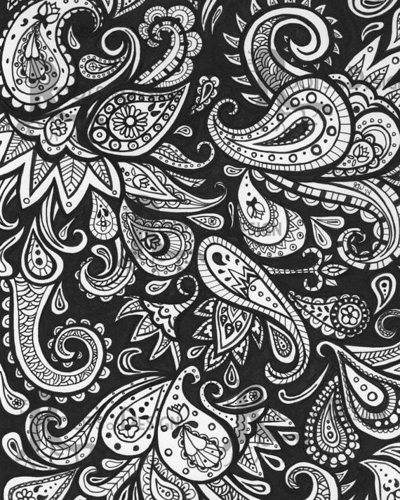 Printable Detailed Coloring Pages
 INSTANT DOWNLOAD Coloring Page Paisley Art Print zentangle