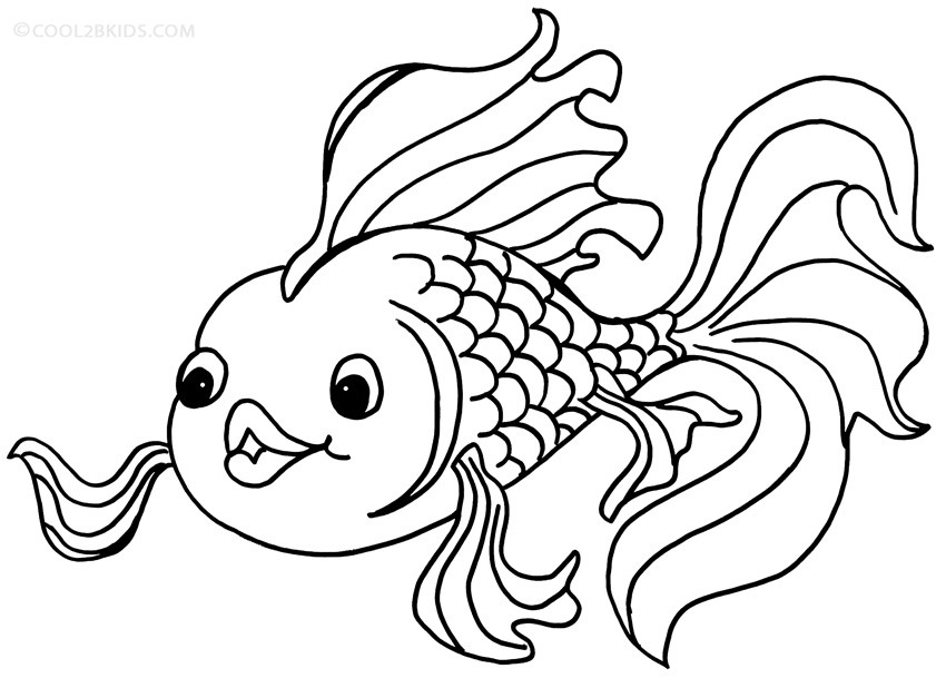 Printable Fish Coloring Pages
 Printable Goldfish Coloring Pages For Kids