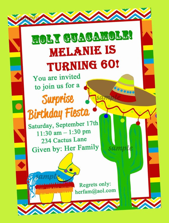 Printed Birthday Invitations
 Fiesta Party Invitation Printable or Printed with FREE