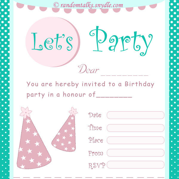 Printed Birthday Invitations
 Free Printable Birthday Invitations – Random Talks