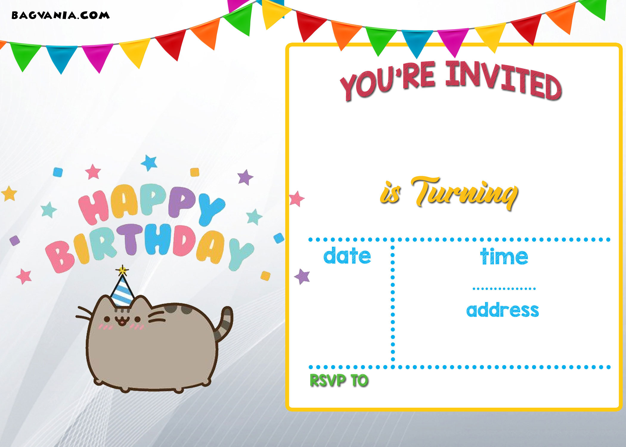 Printed Birthday Invitations
 FREE Printable Pusheen Birthday Invitation Template — FREE