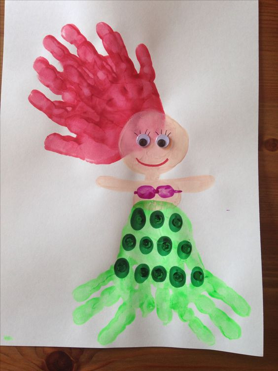 Projects For Little Kids
 Handprint Mermaid Craft Ocean Craft Preschool Craft