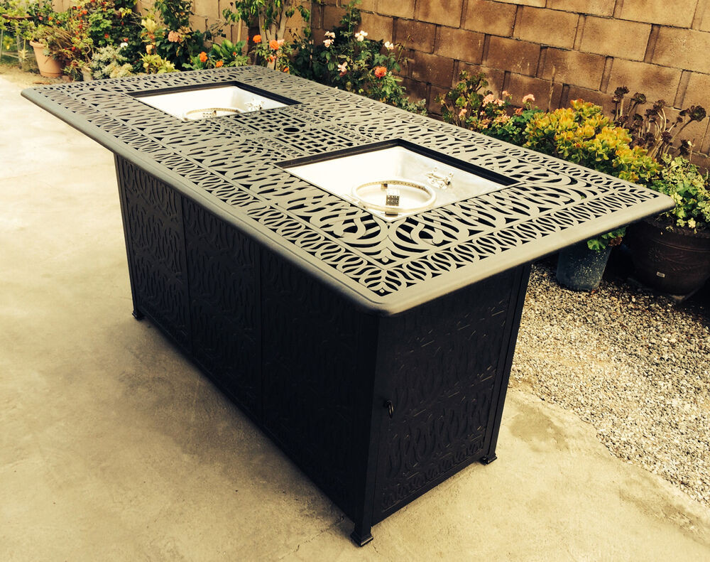Propane Fire Pit Table Set
 Outdoor Propane Fire Pit bar height double burner table