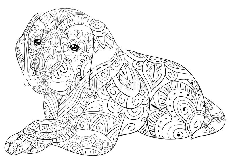 Puppy Coloring Pages For Adults
 Adult Coloring Page A Cute Dog For Relaxing Zen Art Style
