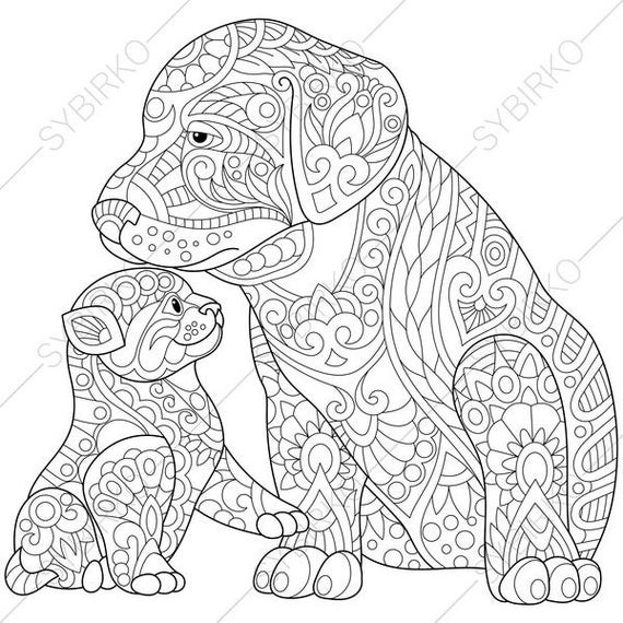 Puppy Coloring Pages For Adults
 Labrador Puppy and Kitten Coloring Page for Friendship day