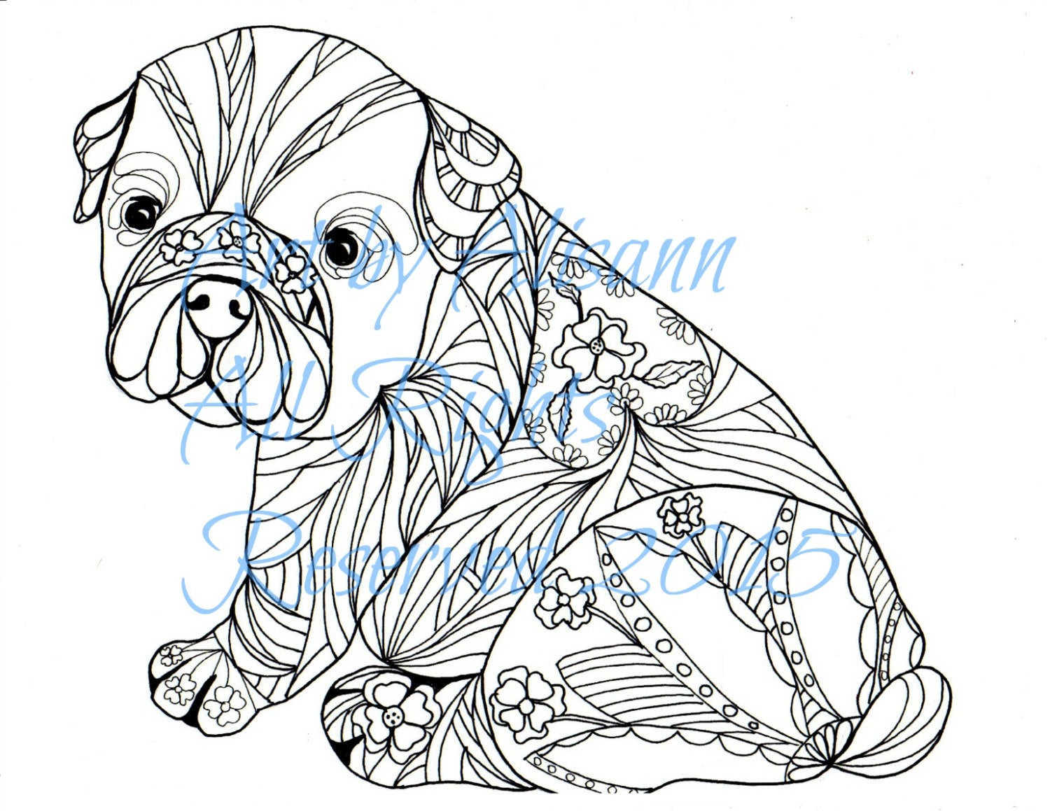 Puppy Coloring Pages For Adults
 French Bulldog Frenchie Digital Download Love Dogs