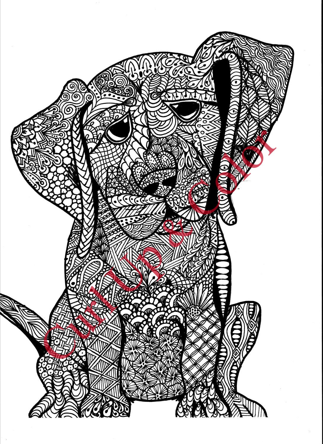 Puppy Coloring Pages For Adults
 Adult Coloring Page Puppy Dog Instant by AllMyArtAndSoulNE