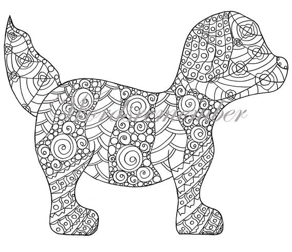 Puppy Coloring Pages For Adults
 Puppy Coloring Page Adult Coloring Instant by wordsremember