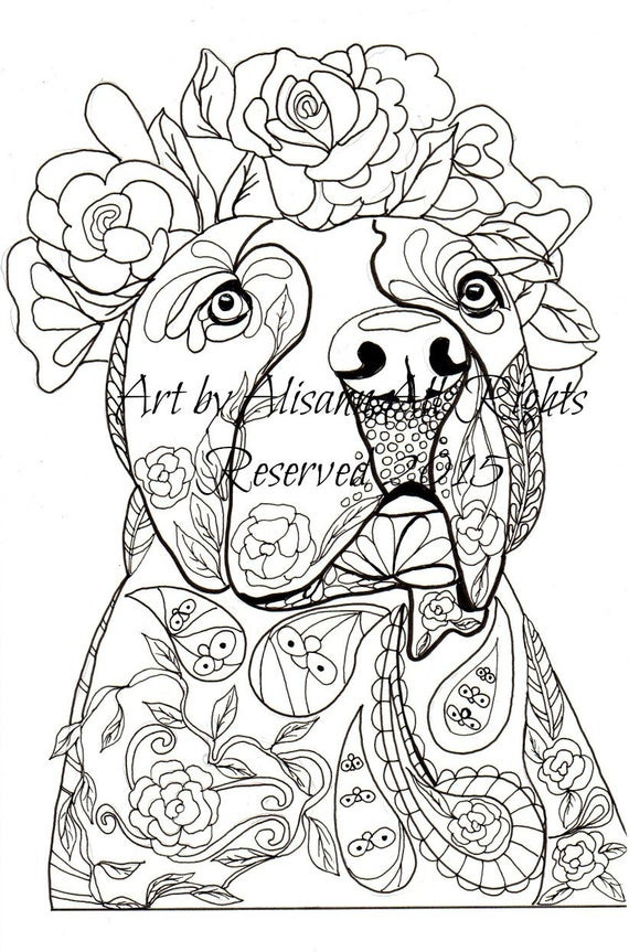 Puppy Coloring Pages For Adults
 Love Pitbulls Digital Download Dog Art