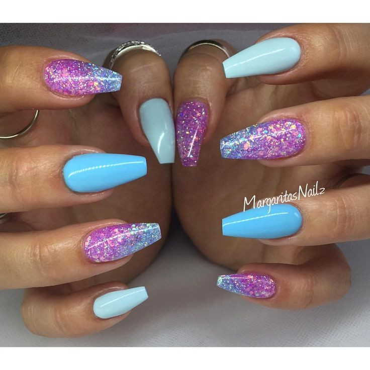 Purple And Blue Nail Designs
 Blue and purple coffin nails MargaritasNailz