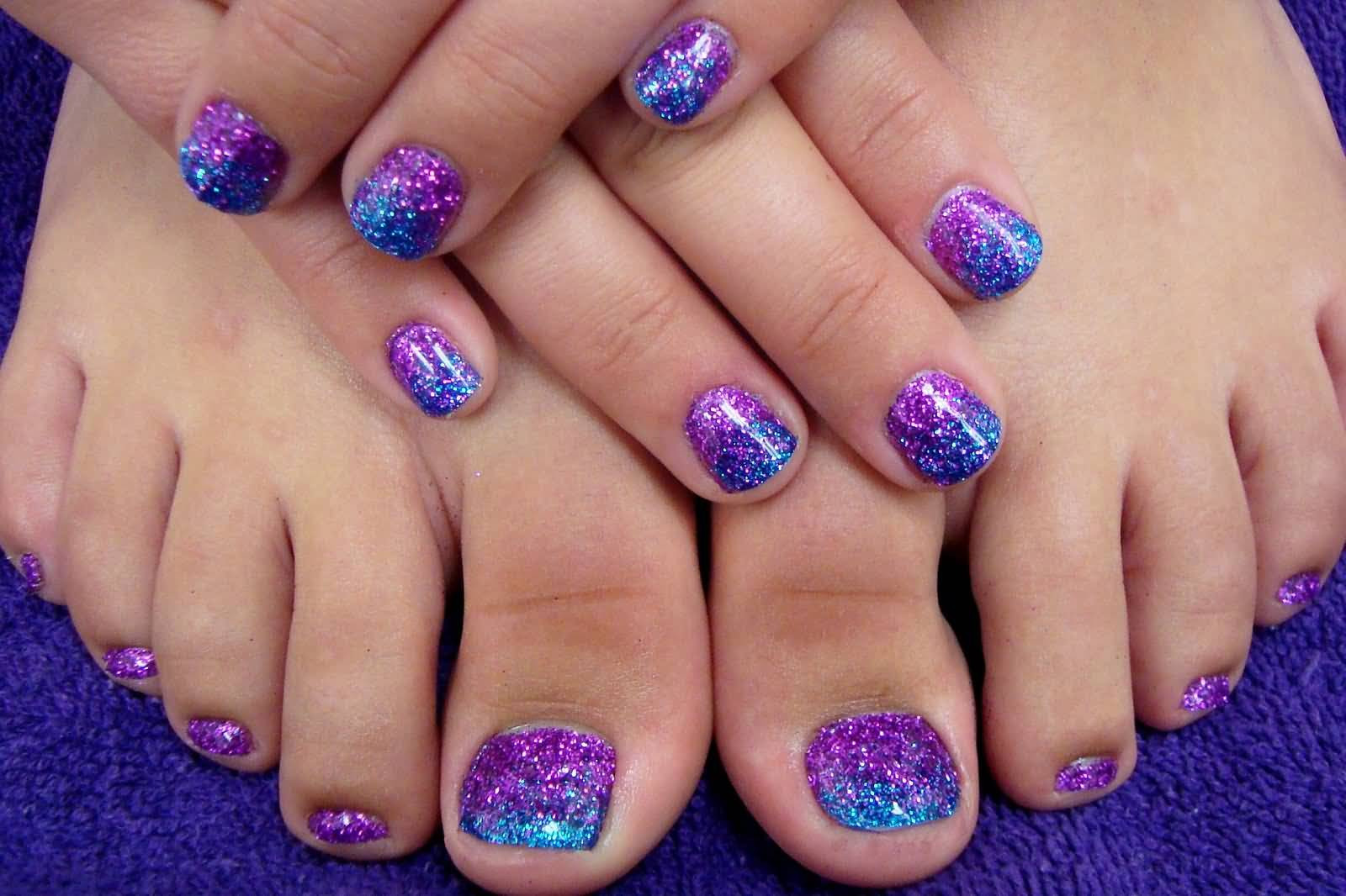 Purple And Blue Nail Designs
 60 Cool Purple Glitter Nail Art Design Ideas For Trendy Girls
