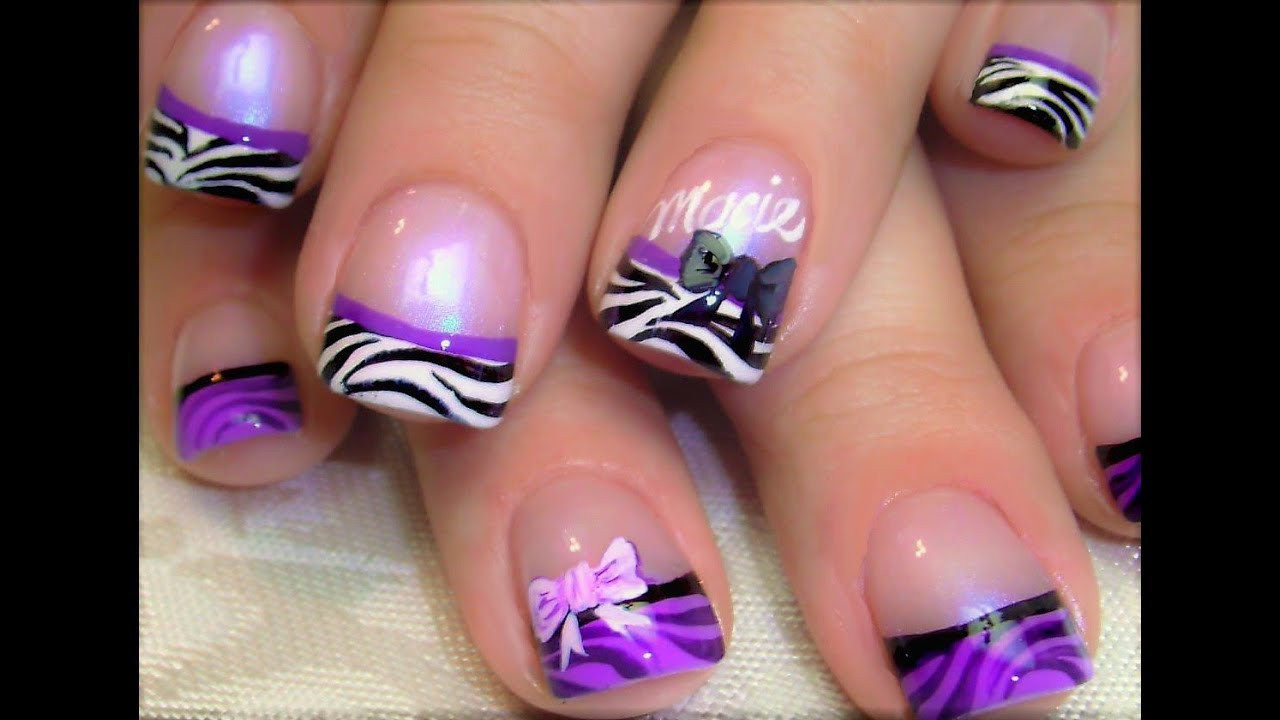Purple And Blue Nail Designs
 Purple Zebra Tip Nails