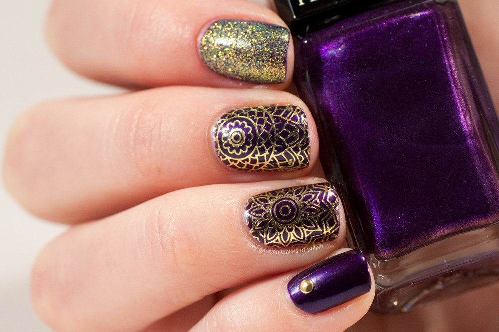 Purple And Gold Nail Designs
 Purple and Gold Nails May contain traces of polish