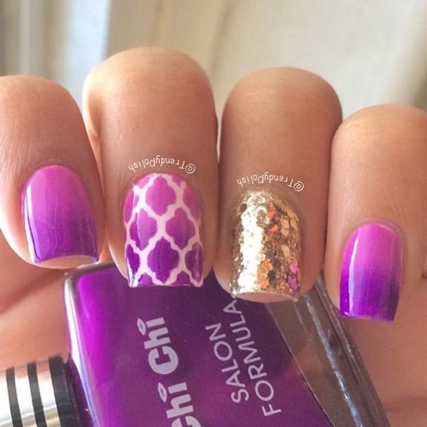 Purple And Gold Nail Designs
 Purple & Gold Nails s and for