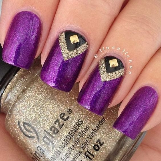 Purple And Gold Nail Designs
 Top 55 Spectacular Purple Acrylic Nails