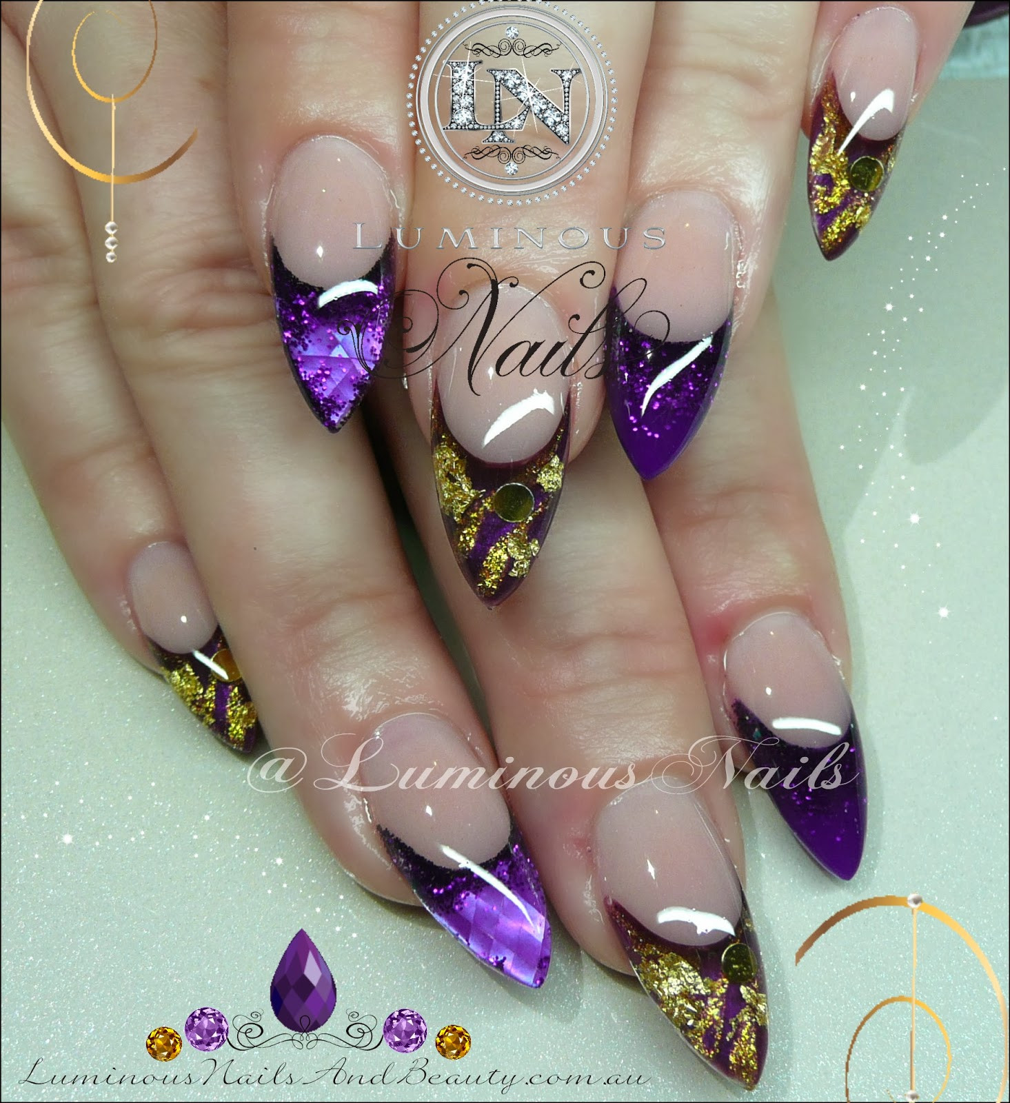 Purple And Gold Nail Designs
 Luminous Nails February 2014