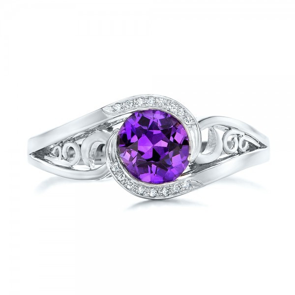 Purple Diamond Engagement Rings
 Custom Purple Sapphire and Diamond Engagement Ring