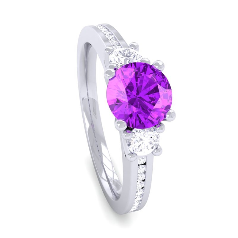Purple Diamond Engagement Rings
 Purple Amethyst IJ SI Diamonds Womens Solitaire Engagement