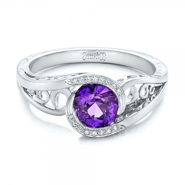 Purple Diamond Engagement Rings
 Custom Purple Sapphire and Diamond Engagement Ring