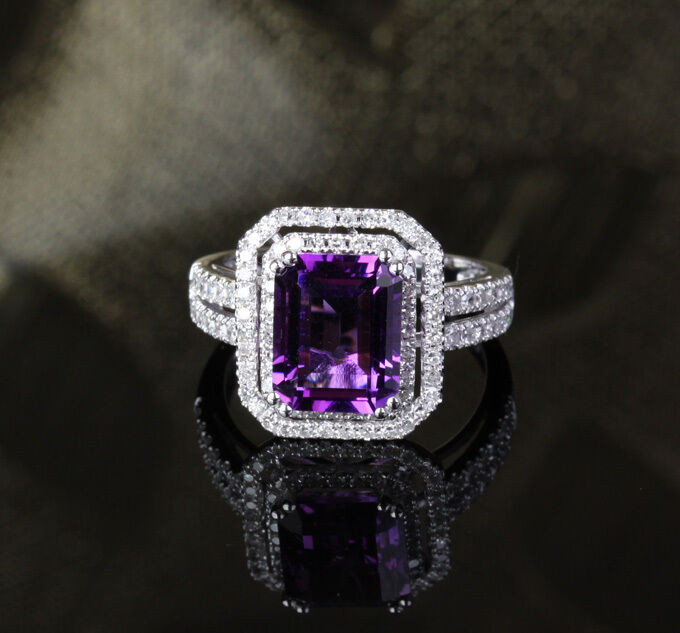 Purple Diamond Engagement Rings
 4 09ct Purple Amethyst 92ctw Diamonds 14K White Gold