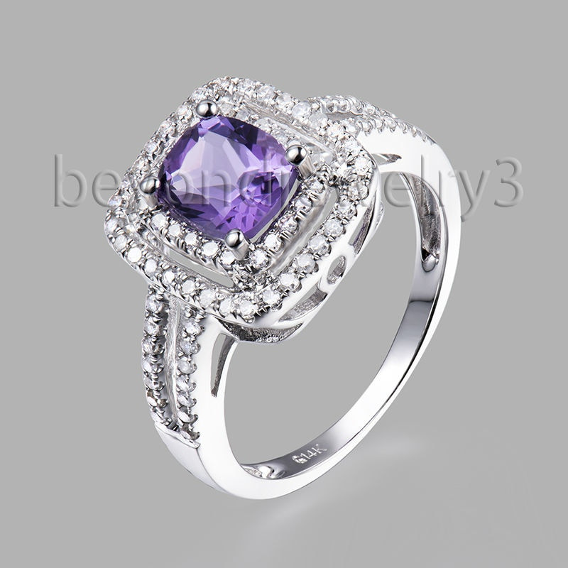 Purple Diamond Engagement Rings
 Genuine Natural Amethyst Engagement Ring Purple Amethyst