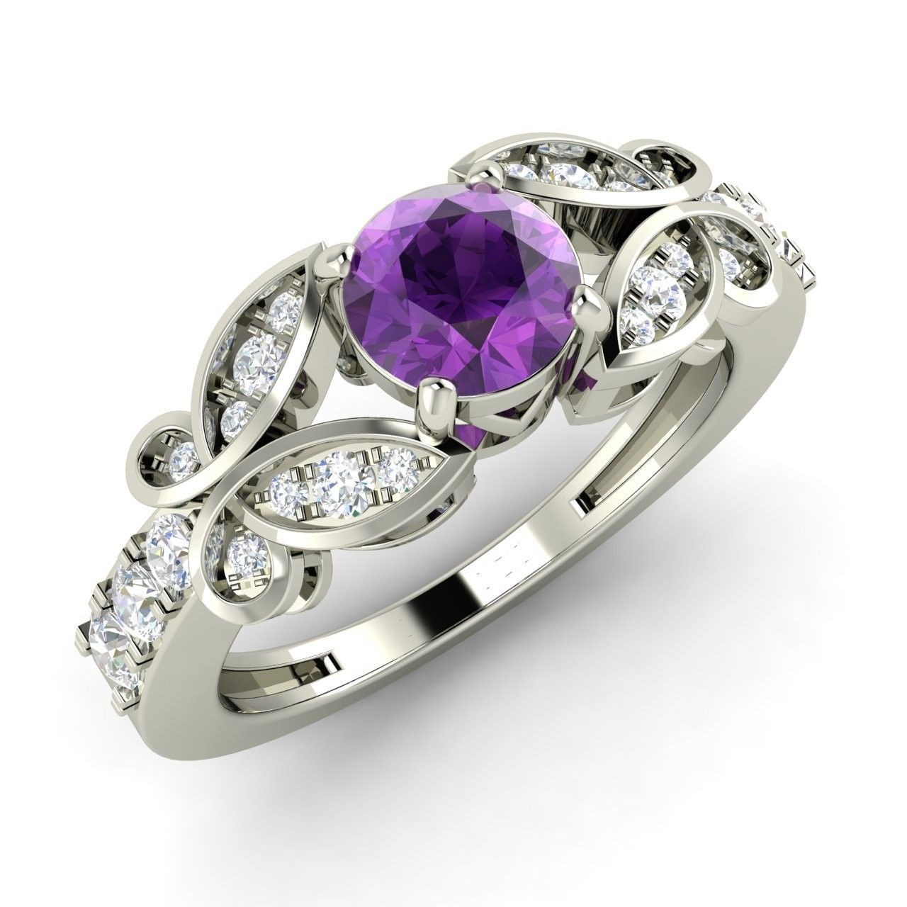 Purple Diamond Engagement Rings
 0 75 Ct Natural Purple Amethyst & Diamond Classic