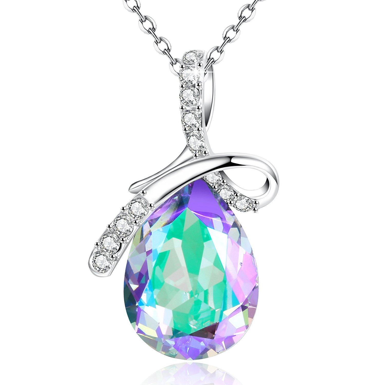 Purple Pendant Necklace
 " Crystal Lake" Purple Pendant Necklace Teardrop Shaped