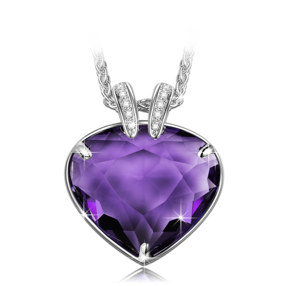 Purple Pendant Necklace
 & EVER PURPLE HEART Pendant Necklace Valentines Gift Made