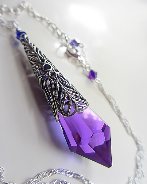 Purple Pendant Necklace
 Swarovski RARE Crystal Purple Pendant Necklace Amethyst