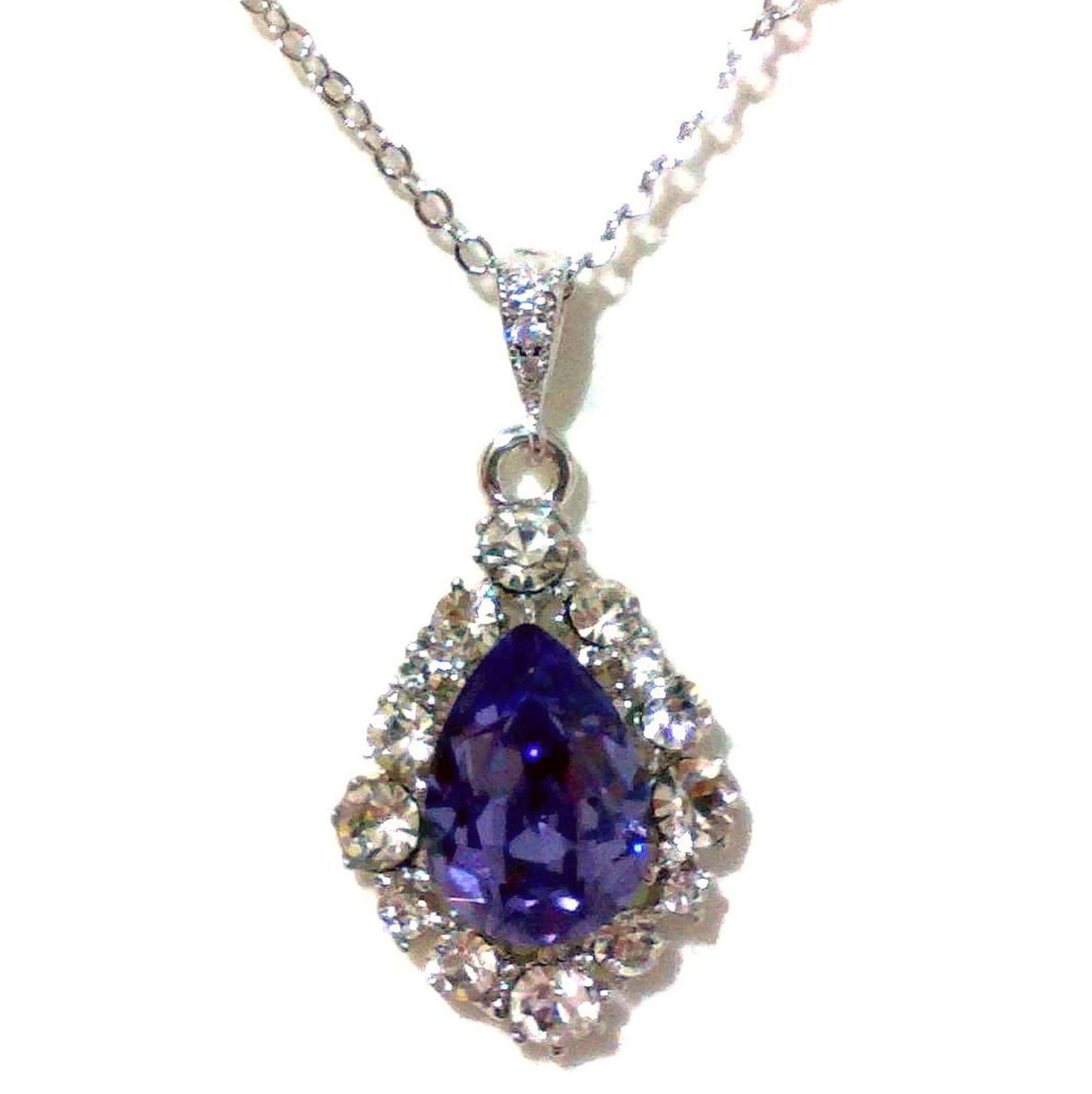 Purple Pendant Necklace
 Purple Necklace Violet Pendant Swarovski Crystal Drop