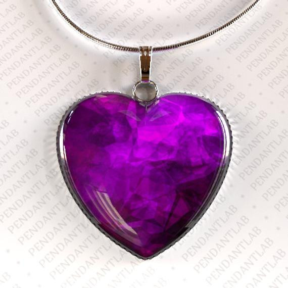 Purple Pendant Necklace
 Purple Heart Pendant Purple Heart Necklace Heart by PendantLab