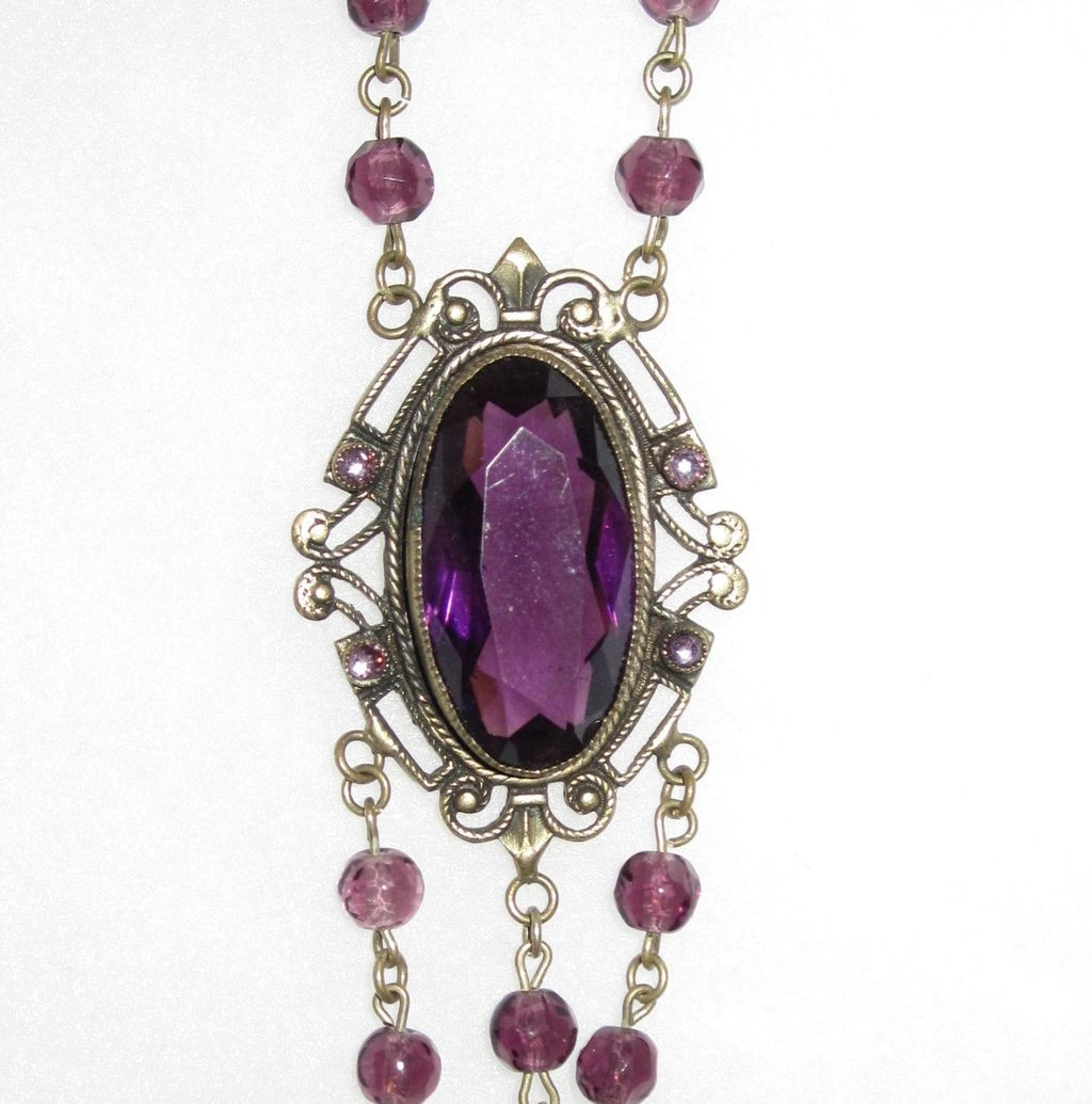 Purple Pendant Necklace
 Victorian Purple Long Pendant Necklace from phalan on Ruby