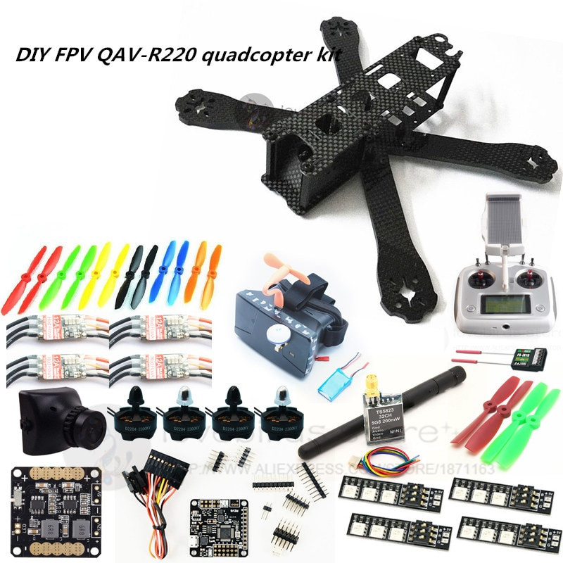 Quadcopter Kits DIY
 DIY FPV mini drone QAV R220 220mm quadcopter kit D2204 Red
