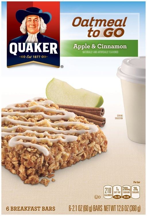 Quaker Oats Breakfast Squares
 Quaker Oatmeal to Go Apple & Cinnamon Breakfast Bars 6 ct