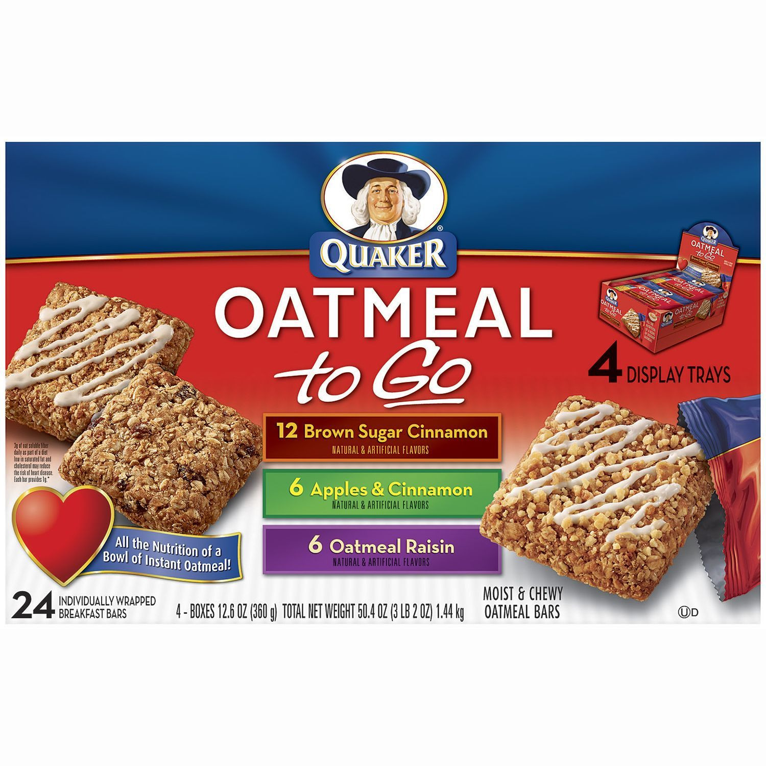 Quaker Oats Breakfast Squares
 Quaker Oatmeal To Go Variety Pack 24 ct Sam s Club