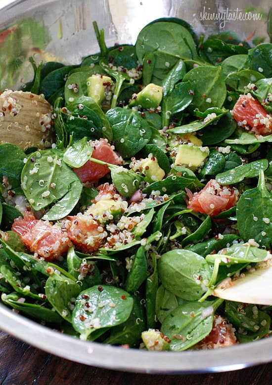 Quinoa Spinach Salad
 Quinoa Salad with Spinach Grapefruit & Avocado