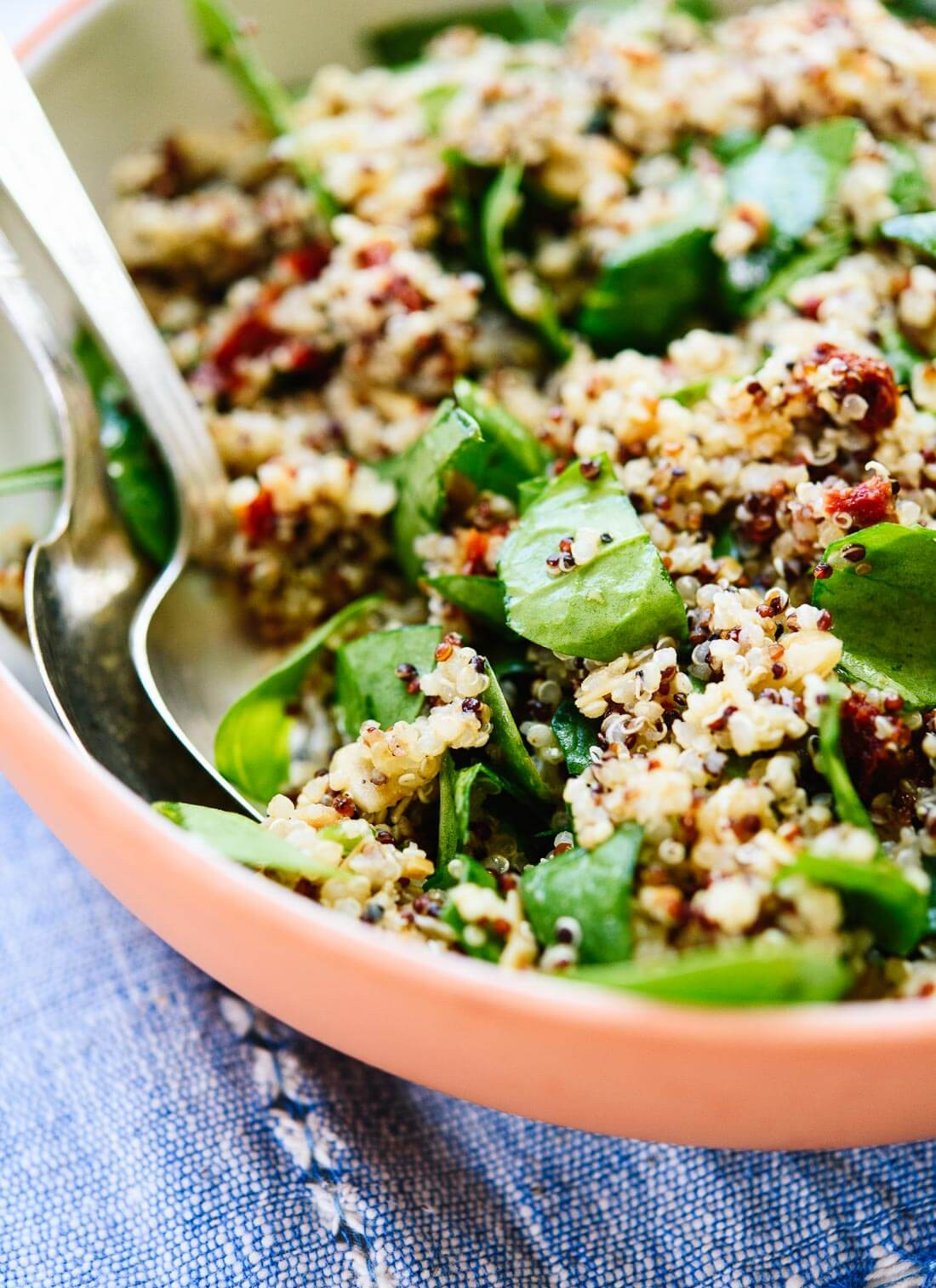 Quinoa Spinach Salad
 Sun Dried Tomato Spinach and Quinoa Salad Cookie and Kate