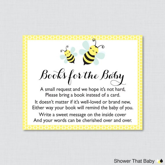 Quote For Baby Shower Book
 Bumble Bee Baby Shower Printable Bring a Book Instead of a