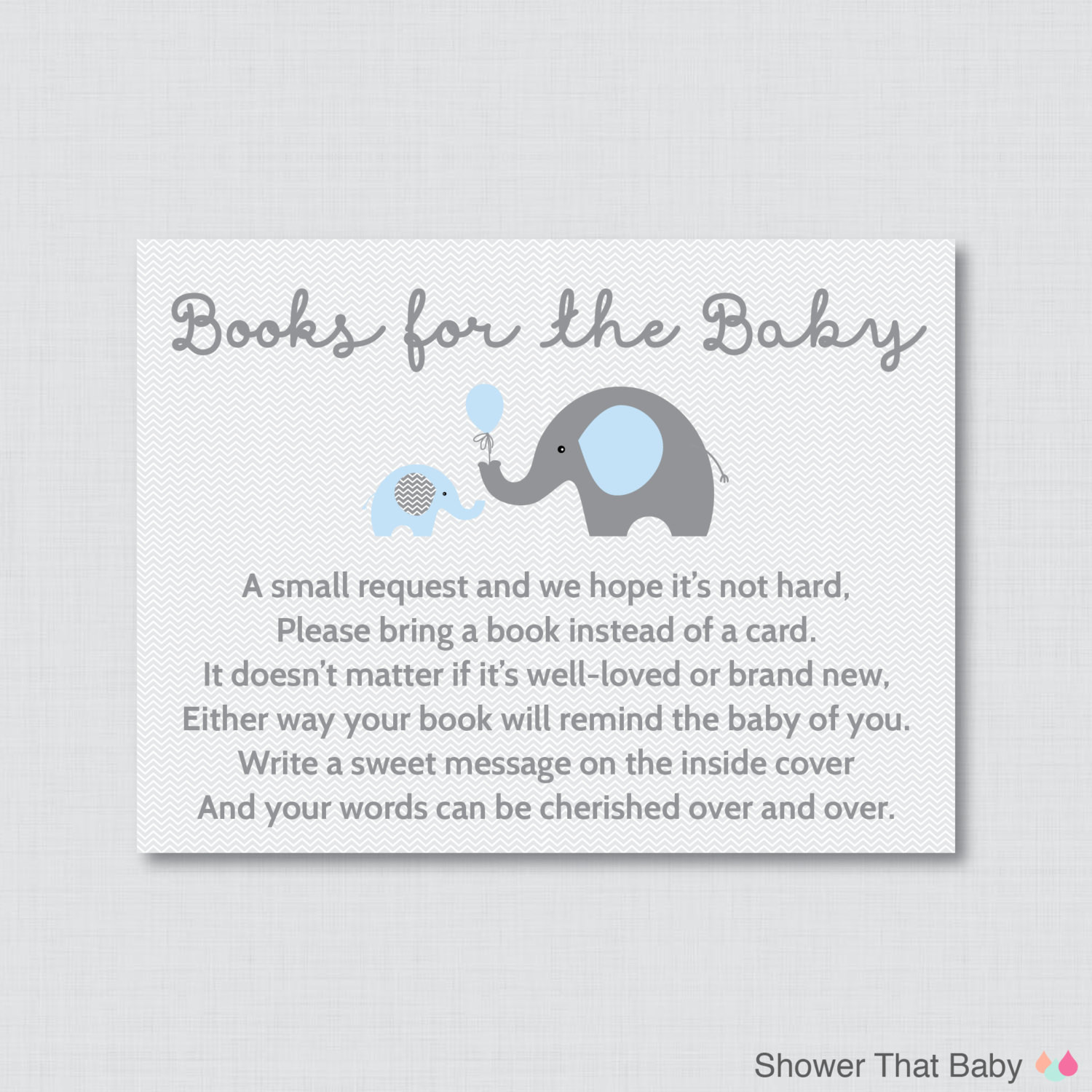 Quote For Baby Shower Book
 Elephant Baby Shower Bring a Book Instead of a Card Invitation