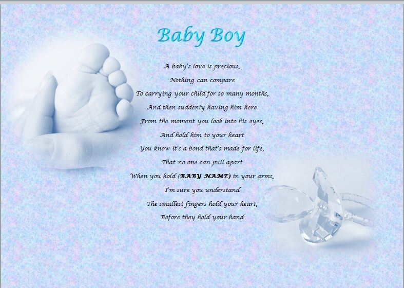 Quotes About Having A Baby Boy
 BABY BOY personalised poem Laminated Gift